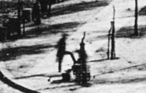 Boulevard du Temple, Ausschnitt mit Schuhputzer und Kundschaft